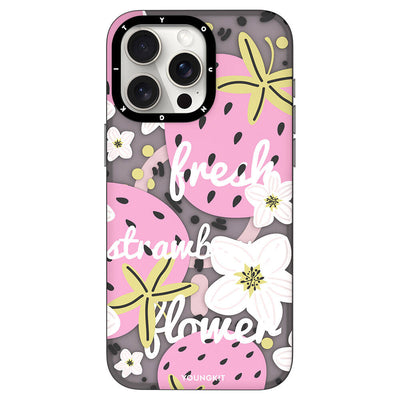 Apple iPhone 14 Pro Max Kılıf Magsafe Şarj Özellikli Yaz Meyvesi Desenli Youngkit Fruity Flavour Serisi Kapak Pembe