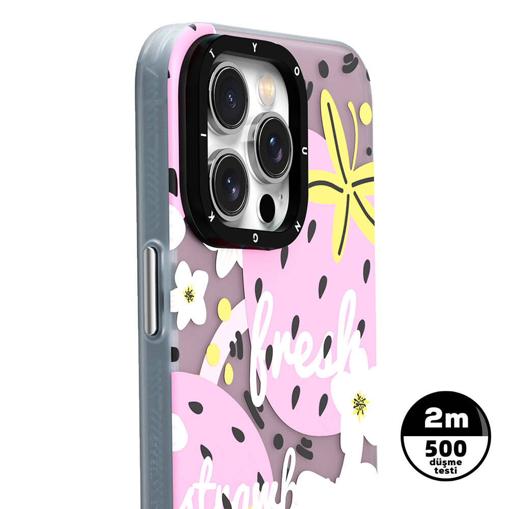 Apple iPhone 14 Pro Max Kılıf Magsafe Şarj Özellikli Yaz Meyvesi Desenli Youngkit Fruity Flavour Serisi Kapak Yeşil