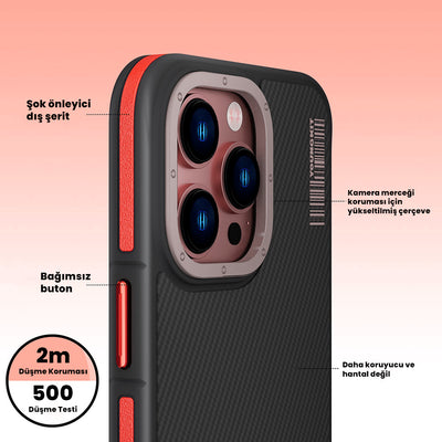 Apple iPhone 14 Pro Max Kılıf Magsafe Şarj Özellikli YoungKit 600D Kevlar Kapak Sarı
