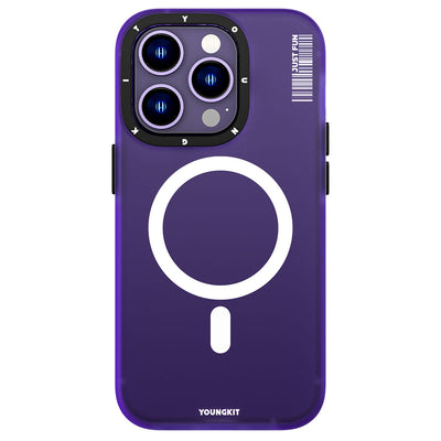 Apple iPhone 14 Pro Max Kılıf Magsafe Şarj Özellikli Youngkit Colored Sand Serisi Kapak Mor