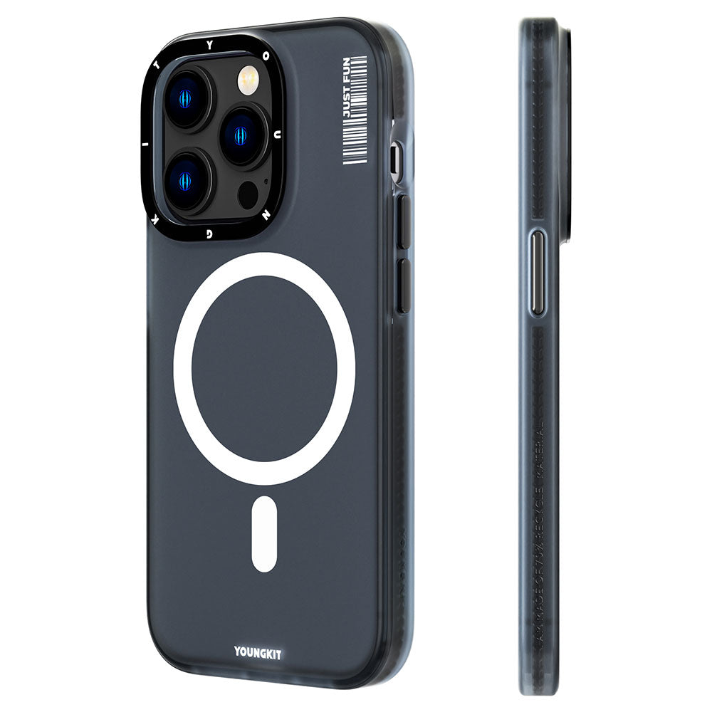 Apple iPhone 14 Pro Max Kılıf Magsafe Şarj Özellikli Youngkit Colored Sand Serisi Kapak Siyah