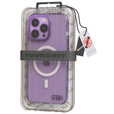 Apple iPhone 14 Pro Max Kılıf Magsafe Şarj Özellikli Youngkit Coloured Glaze Serisi Kapak Derin Mor