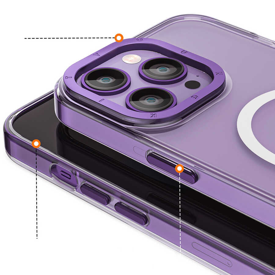 Apple iPhone 14 Pro Max Kılıf Magsafe Şarj Özellikli Youngkit Coloured Glaze Serisi Kapak Beyaz
