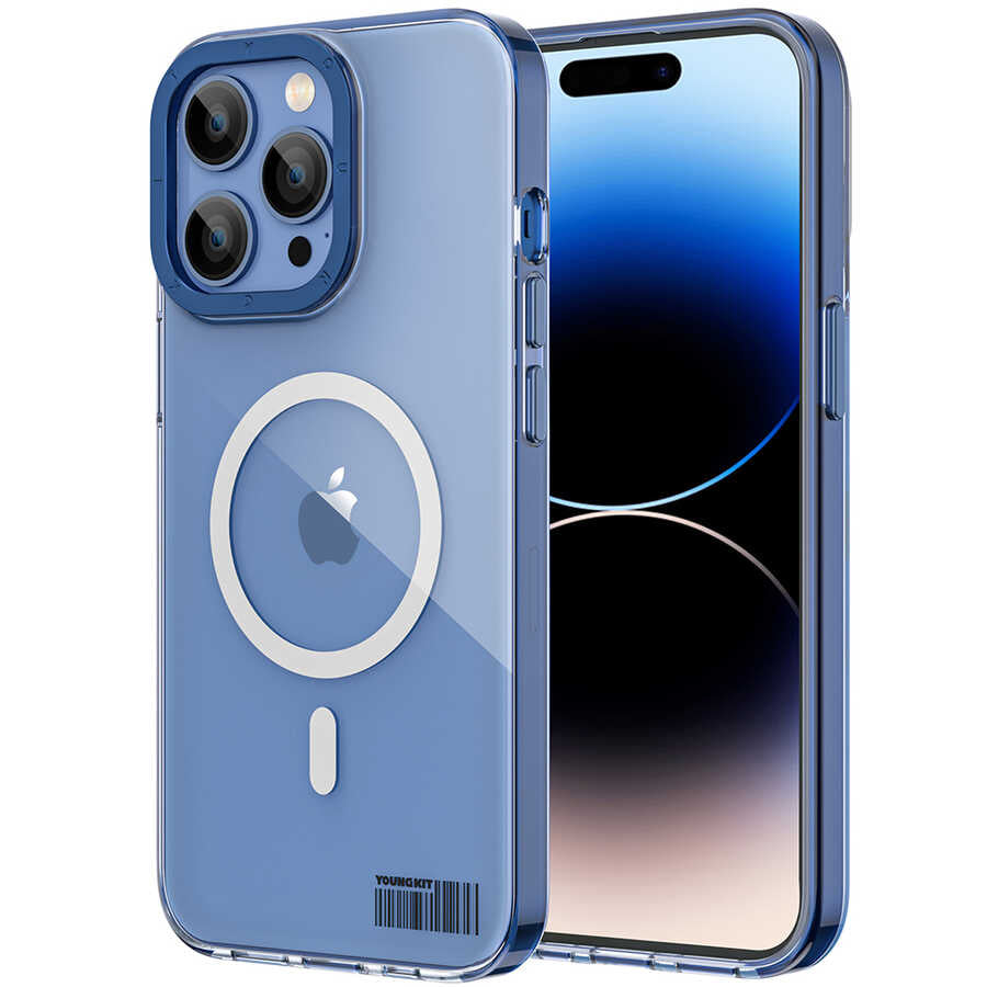 Apple iPhone 14 Pro Max Kılıf Magsafe Şarj Özellikli Youngkit Coloured Glaze Serisi Kapak Beyaz