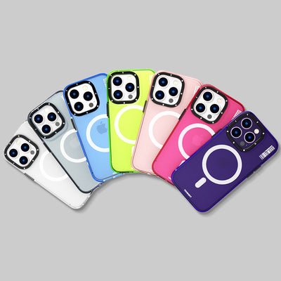 Apple iPhone 14 Pro Max Kılıf Magsafe Şarj Özellikli YoungKit Crystal Color Serisi Kapak Pembe