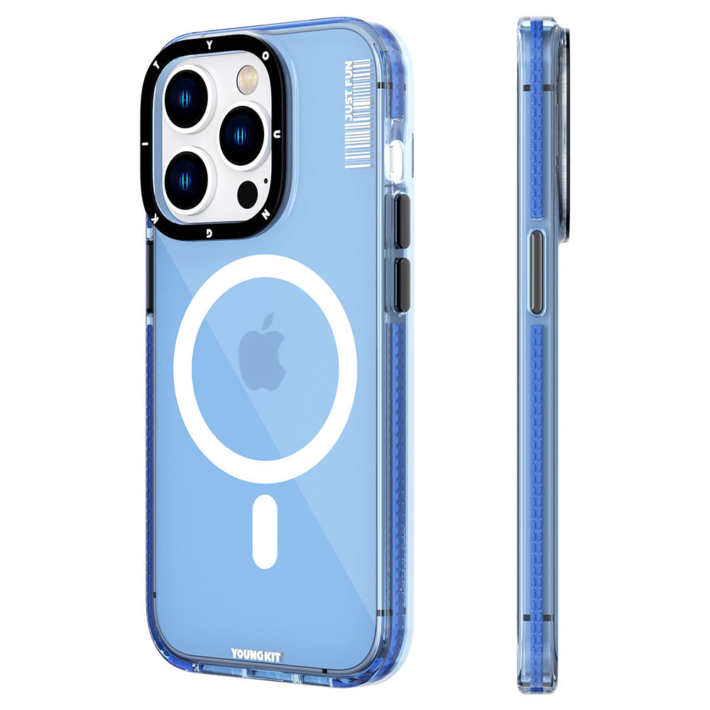 Apple iPhone 14 Pro Max Kılıf Magsafe Şarj Özellikli YoungKit Crystal Color Serisi Kapak Mor