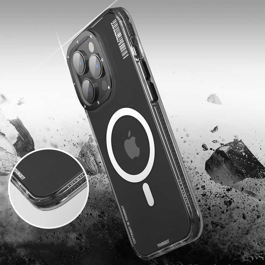 Apple iPhone 14 Pro Max Kılıf Magsafe Şarj Özellikli YoungKit Exquisite Serisi Kapak Mor
