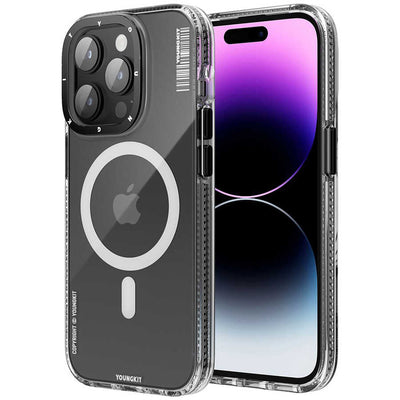 Apple iPhone 14 Pro Max Kılıf Magsafe Şarj Özellikli YoungKit Exquisite Serisi Kapak Mor