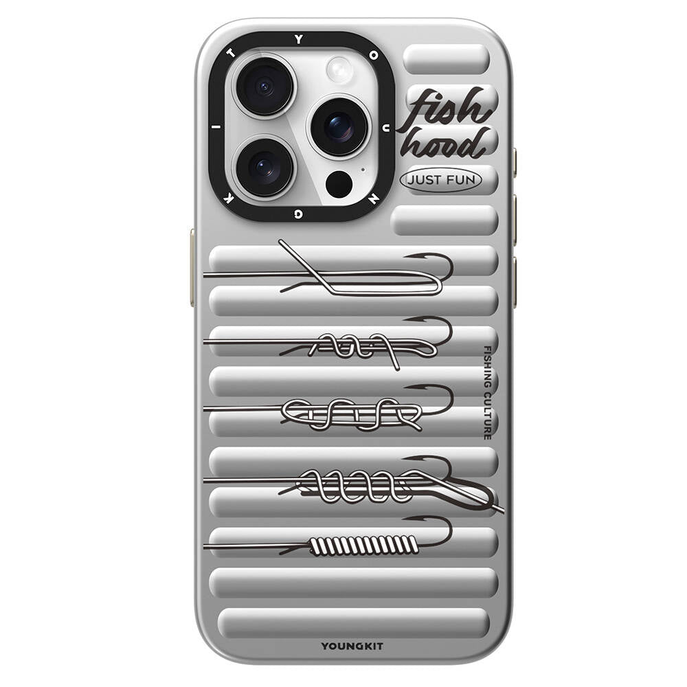 Apple iPhone 14 Pro Max Kılıf Magsafe Şarj Özellikli Youngkit Fishing Serisi Kapak Gri