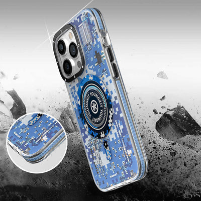 Apple iPhone 14 Pro Max Kılıf Magsafe Şarj Özellikli YoungKit Kamuflaj Serisi Kapak Beyaz