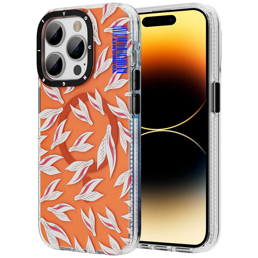Apple iPhone 14 Pro Max Kılıf Magsafe Şarj Özellikli Youngkit Play Rabbit Serisi Kapak Kırmızı