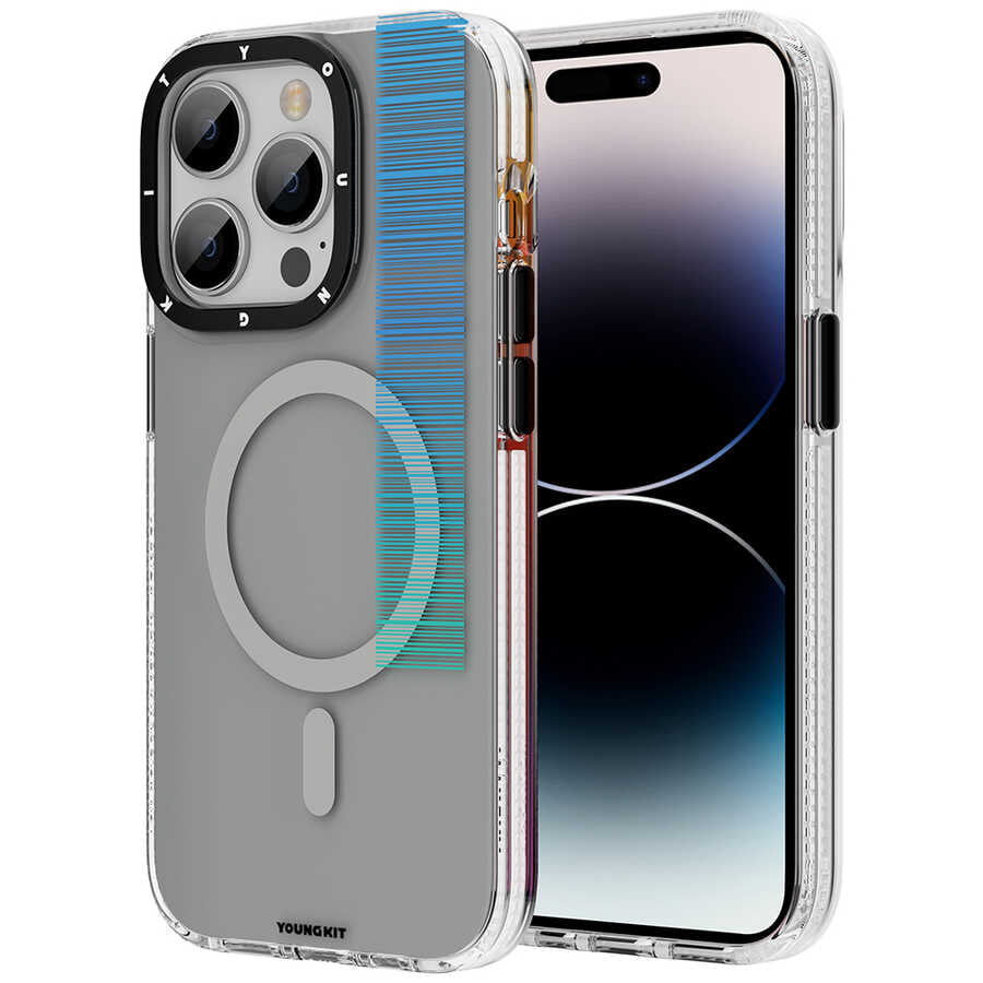 Apple iPhone 14 Pro Max Kılıf Magsafe Şarj Özellikli Youngkit Pure Serisi Kapak Gri