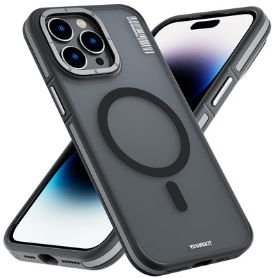 Apple iPhone 14 Pro Max Kılıf Magsafe Şarj Özellikli Youngkit Rock Sand Serisi Kapak Derin Mor
