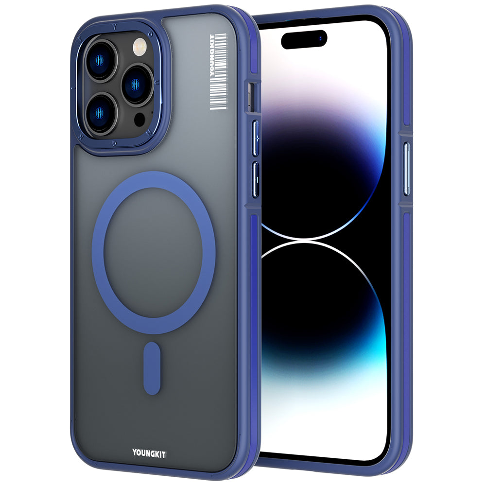 Apple iPhone 14 Pro Max Kılıf Magsafe Şarj Özellikli Youngkit Rock Sand Serisi Kapak Derin Mor