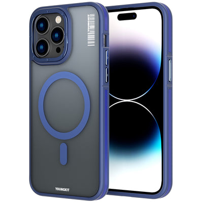 Apple iPhone 14 Pro Max Kılıf Magsafe Şarj Özellikli Youngkit Rock Sand Serisi Kapak Siyah