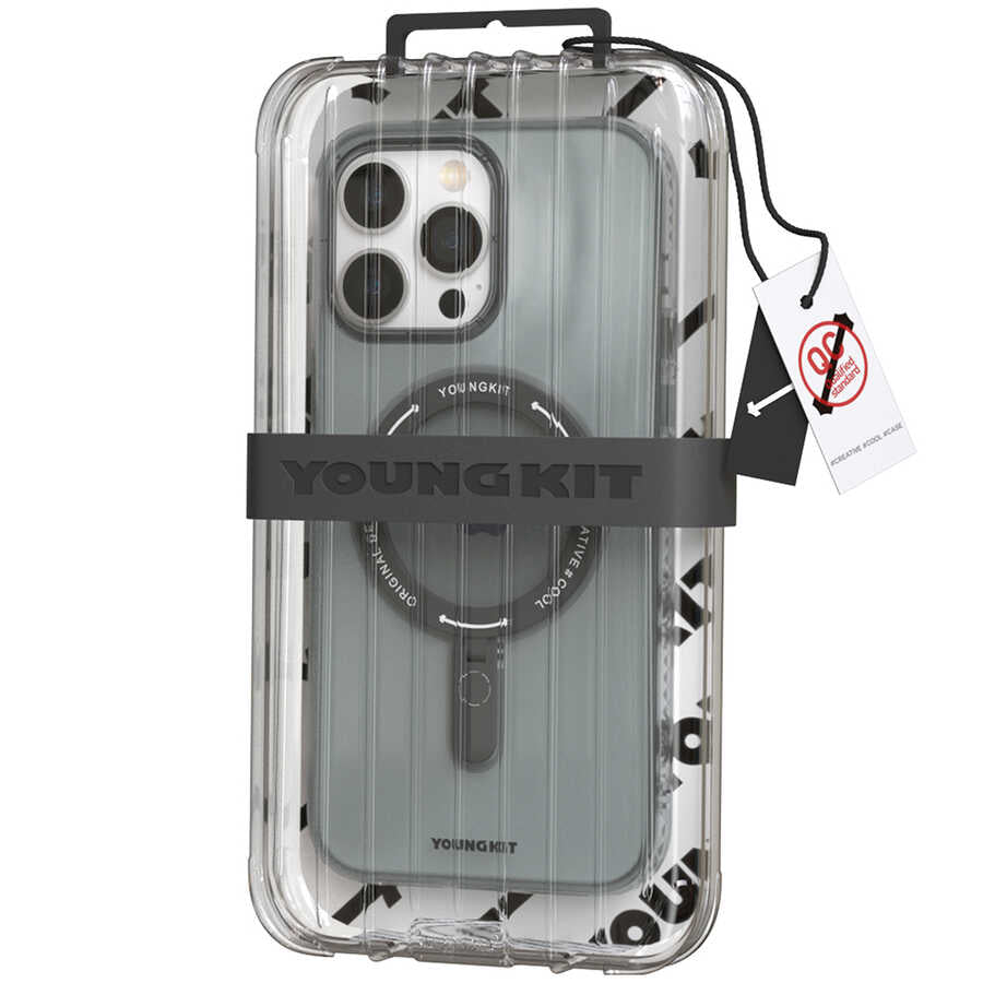 Apple iPhone 14 Pro Max Kılıf Magsafe Şarj Özellikli Youngkit Rock Serisi Kapak Derin Mor