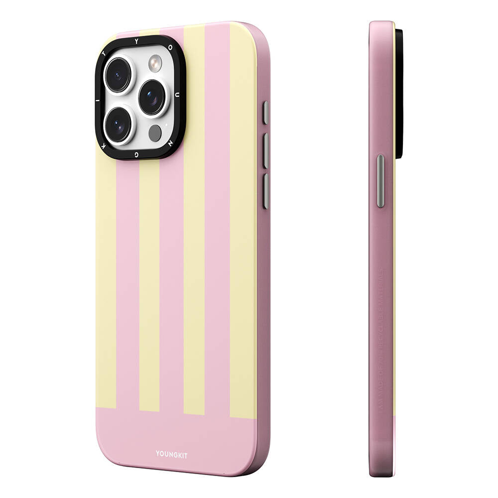 Apple iPhone 14 Pro Max Kılıf Magsafe Şarj Özellikli Youngkit Striped Piano Keys Serisi Kapak Pembe