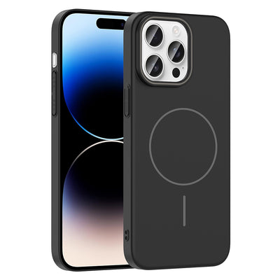 Apple iPhone 14 Pro Max Kılıf M-safe Şarj Özellikli Zore Ruby Sert Kapak Siyah