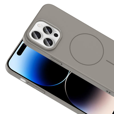 Apple iPhone 14 Pro Max Kılıf M-safe Şarj Özellikli Zore Ruby Sert Kapak Mürdüm