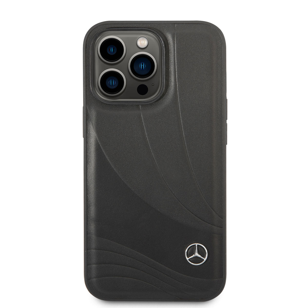 Apple iPhone 14 Pro Max Kılıf Mercedes Benz Hakiki Deri Yeni Dalga III Dizayn Kapak Siyah
