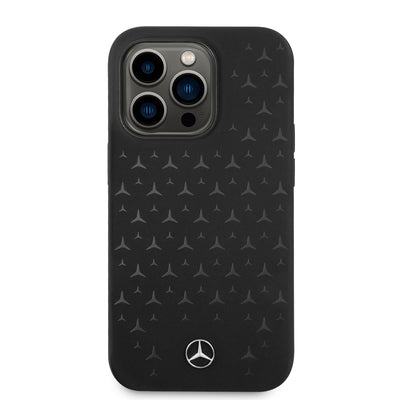 Apple iPhone 14 Pro Max Kılıf Mercedes Benz Magsafe Şarj Özellikli Yıldızlı Dizayn Silikon Kapak Siyah