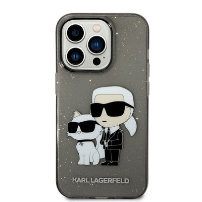 Apple iPhone 14 Pro Max Kılıf Karl Lagerfeld Transparan Simli K&C Dizayn Kapak Renksiz