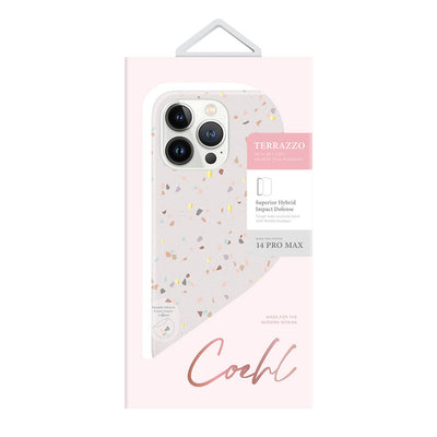 Apple iPhone 14 Pro Max Kılıf Mozaik Desenli Coehl Terrazzo Kapak Gri
