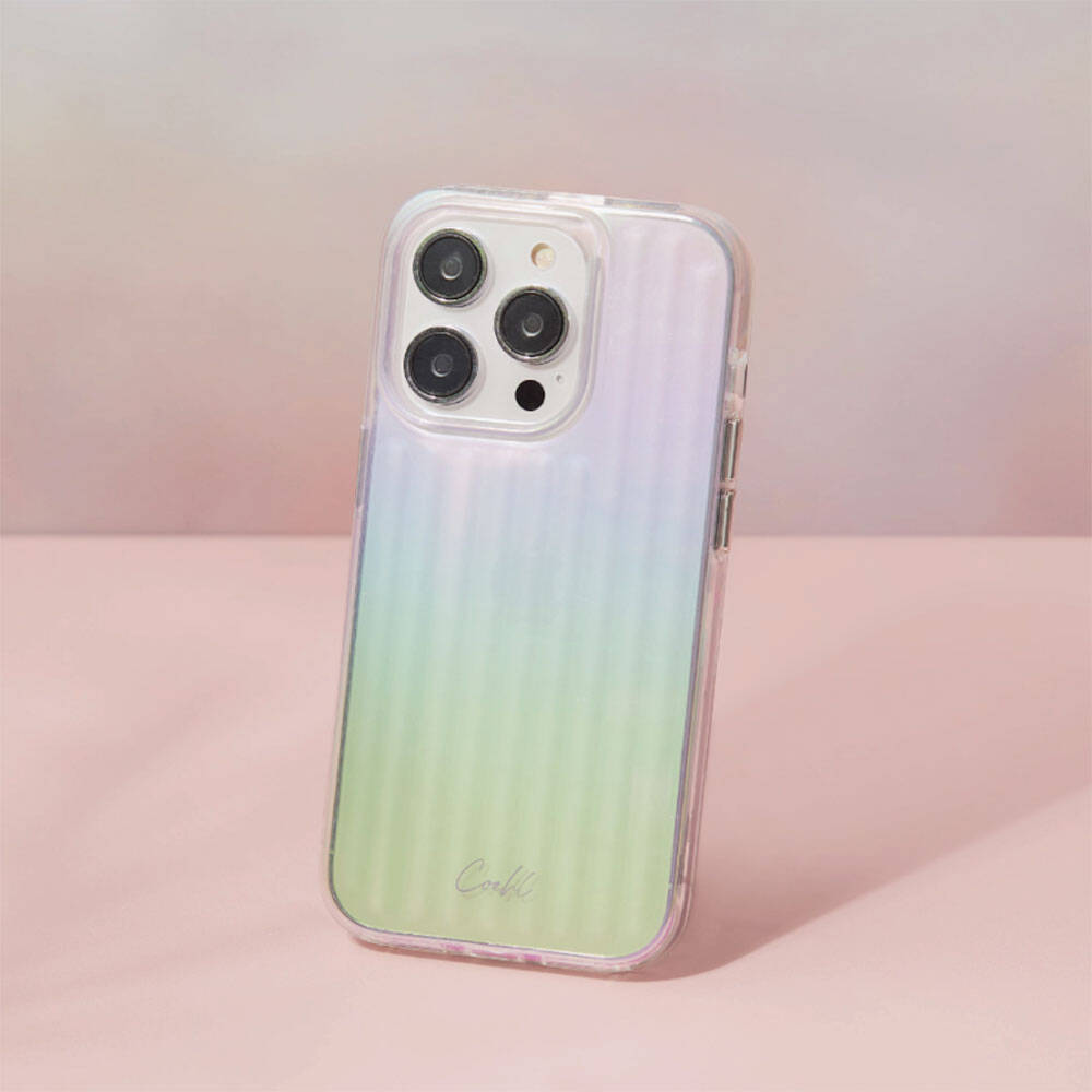 Apple iPhone 14 Pro Max Kılıf Parlayan Arka Yüzey Coehl Linear Kapak Yeşil
