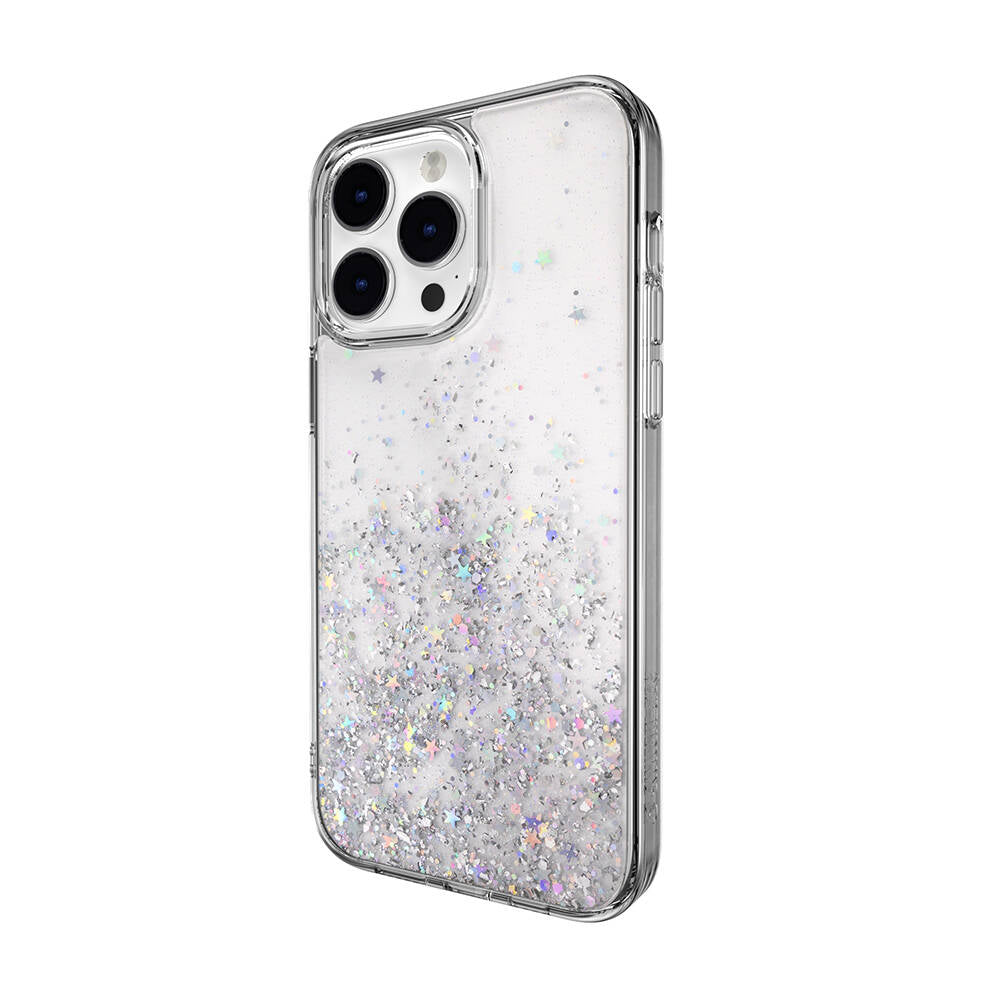 iPhone 14 Pro Max Kılıf Parlayan Simli Şeffaf Lisanslı Switcheasy Starfield Kılıf