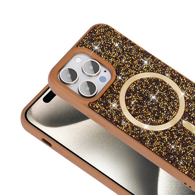 Apple iPhone 14 Pro Max Kılıf Pırlanta Tasarımlı M-safe Şarj Özellikli Zore Mozaik Silikon Kapak Siyah