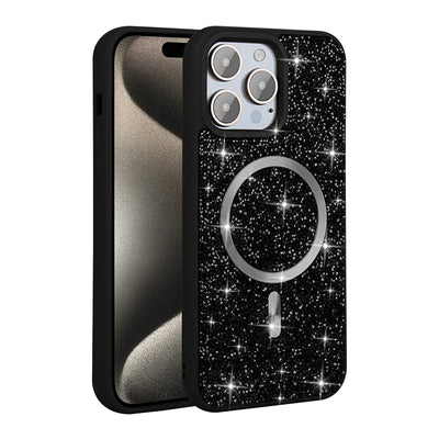 Apple iPhone 14 Pro Max Kılıf Pırlanta Tasarımlı M-safe Şarj Özellikli Zore Mozaik Silikon Kapak Desert Titanyum