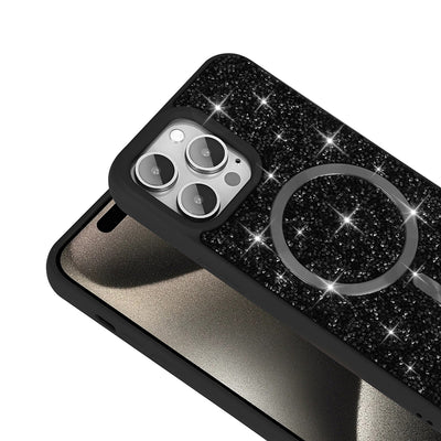 Apple iPhone 14 Pro Max Kılıf Pırlanta Tasarımlı M-safe Şarj Özellikli Zore Mozaik Silikon Kapak Desert Titanyum