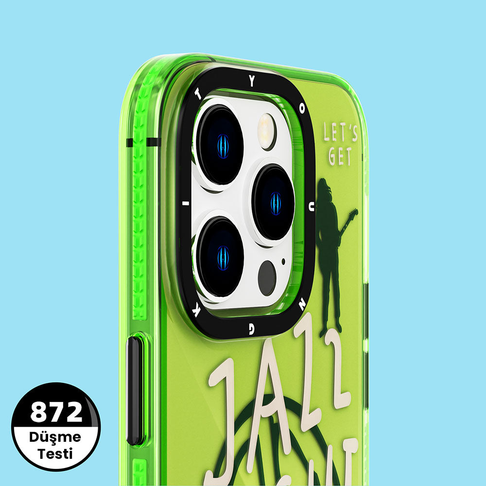 Apple iPhone 14 Pro Max Kılıf Şeffaf Renkli Yazı Temalı Tasarım YoungKit Jazz Serisi Kapak Siyah
