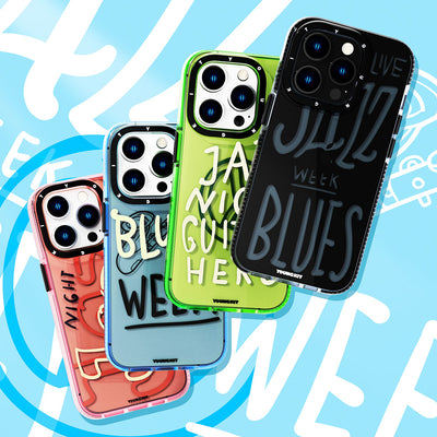 Apple iPhone 14 Pro Max Kılıf Şeffaf Renkli Yazı Temalı Tasarım YoungKit Jazz Serisi Kapak Pembe