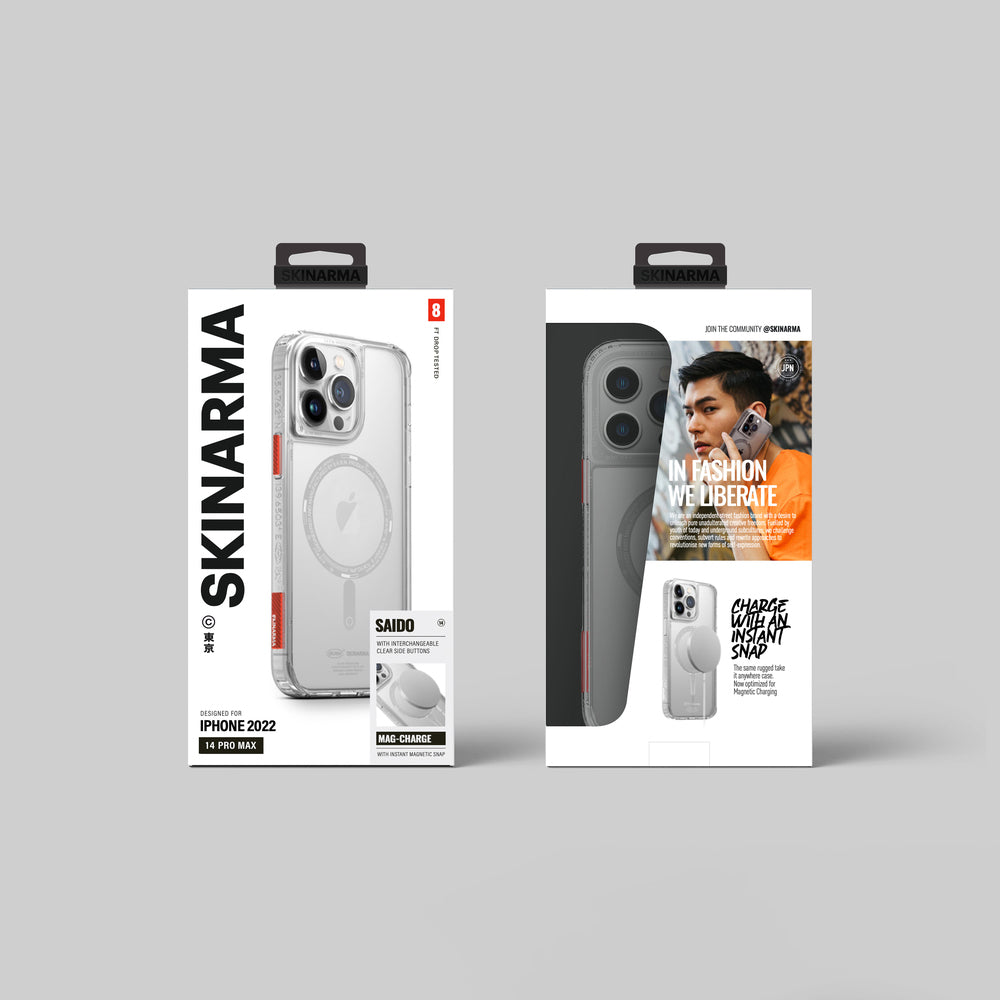 iPhone 14 Pro Max Kılıf SkinArma Şeffaf Airbag Tasarımlı M-safe Şarj Özellikli Saido Kılıf