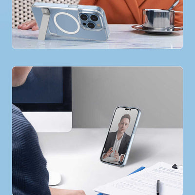 Apple iPhone 14 Pro Max Kılıf Standlı Magsafe Wireless Şarj Özellikli Wiwu Aurora Serisi Kapak Renksiz