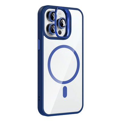 Apple iPhone 14 Pro Max Kılıf Standlı ve Kamera Lens Hediyeli M-Safe Şarj Özellikli Zore Etro Kapak Desert Titanyum