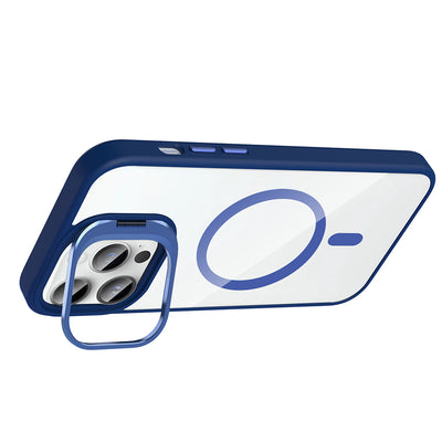 Apple iPhone 14 Pro Max Kılıf Standlı ve Kamera Lens Hediyeli M-Safe Şarj Özellikli Zore Etro Kapak Derin Mor