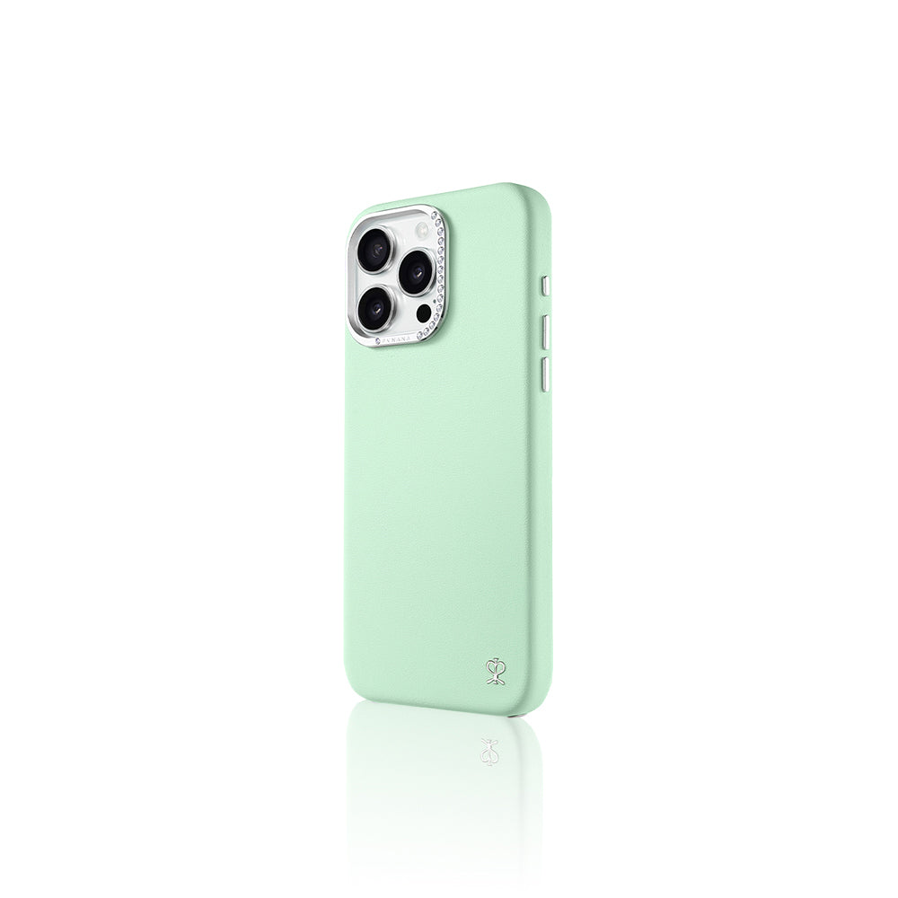 Apple iPhone 14 Pro Max Kılıf Suni Deri Tasarımlı Pynana Starry Serisi Kapak Yeşil
