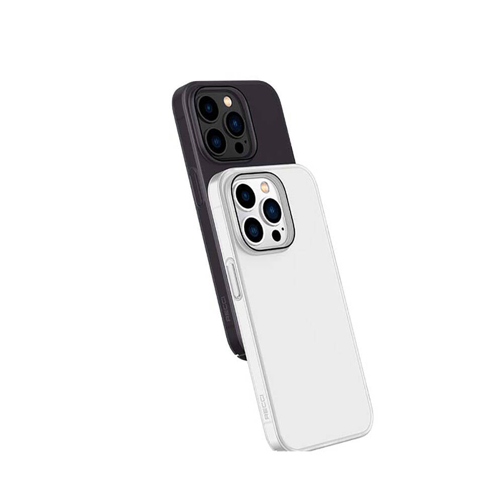 Apple iPhone 14 Pro Max Kılıf Ultra İnce Mat PC Arka Yüzey Recci Elite Serisi Kapak Beyaz