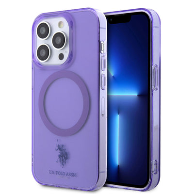 Apple iPhone 14 Pro Max Kılıf U.S. POLO ASSN. Magsafe Şarj Özellikli Transparan Tasarım Kapak Mavi