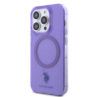 Apple iPhone 14 Pro Max Kılıf U.S. POLO ASSN. Magsafe Şarj Özellikli Transparan Tasarım Kapak Mavi