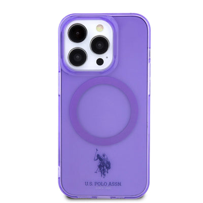 Apple iPhone 14 Pro Max Kılıf U.S. POLO ASSN. Magsafe Şarj Özellikli Transparan Tasarım Kapak Mavi