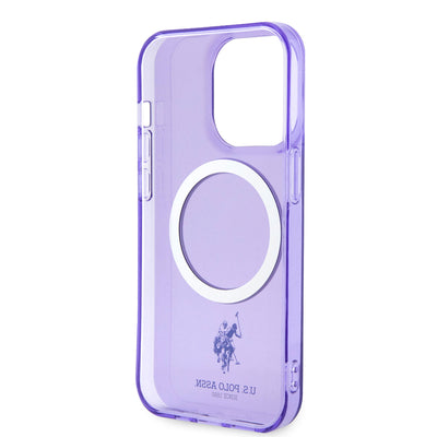 Apple iPhone 14 Pro Max Kılıf U.S. POLO ASSN. Magsafe Şarj Özellikli Transparan Tasarım Kapak Mavi