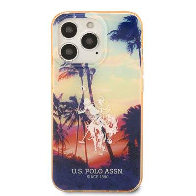 Apple iPhone 14 Pro Max Kılıf U.S. POLO ASSN. Renkli Ağaç Baskılı Dizayn Kapak Kırmızı