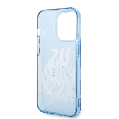 Apple iPhone 14 Pro Max Kılıf U.S. POLO ASSN. Renkli Grafiti Baskılı Dizayn Kapak Mavi