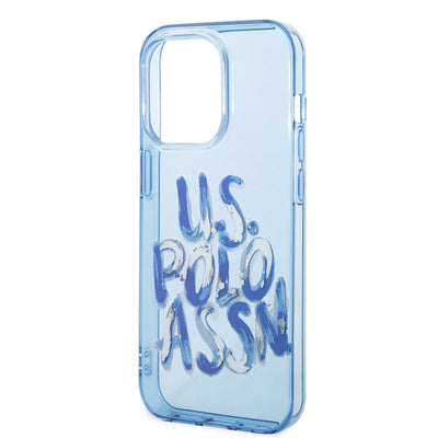 Apple iPhone 14 Pro Max Kılıf U.S. POLO ASSN. Renkli Grafiti Baskılı Dizayn Kapak Mavi