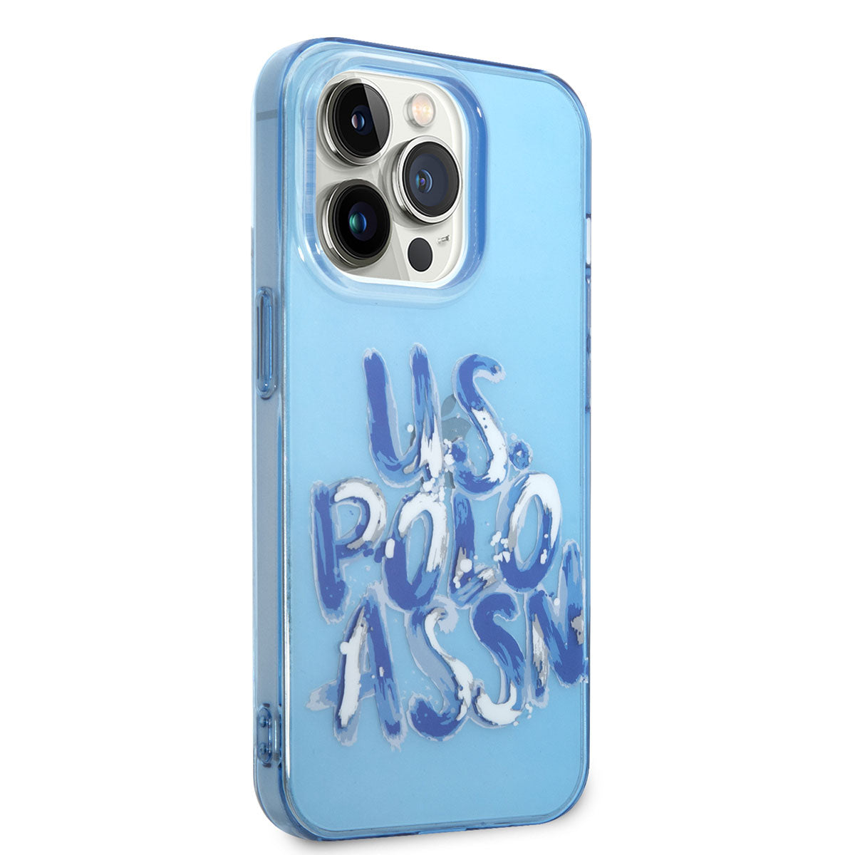 Apple iPhone 14 Pro Max Kılıf U.S. POLO ASSN. Renkli Grafiti Baskılı Dizayn Kapak Mavi