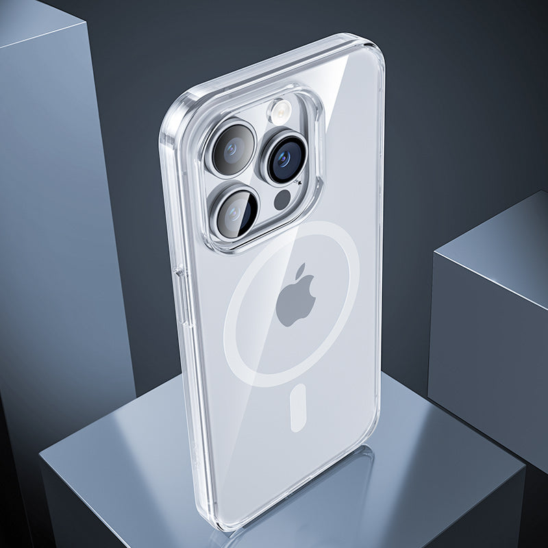 Apple iPhone 14 Pro Max Kılıf Wireless Şarj Destekli Benks Yeni Magnetik Crystal PC Kapak Renksiz