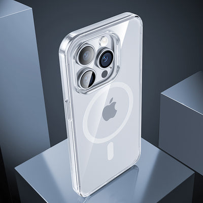 Apple iPhone 14 Pro Max Kılıf Wireless Şarj Destekli Benks Yeni Magnetik Crystal PC Kapak Renksiz